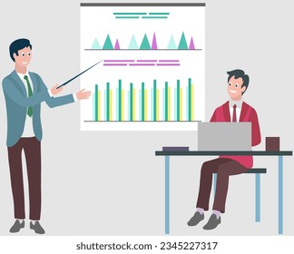 Office workers. Vector illustration. A business person demonstrates leadership and strategic thinking The office workplace values creativity and fosters conducive work environment Teamwork strengthens