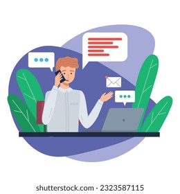 Office workers. Vector illustration. Office workers communicate effectively to streamline workflow Office work requires attention to detail and organizational skills A worker employee demonstrates