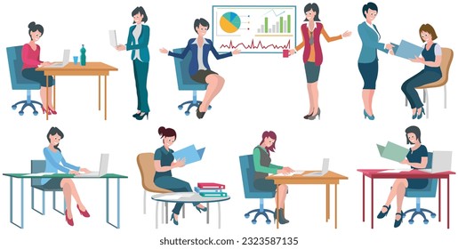 Office workers. Vector illustration. Office workers communicate effectively to streamline workflow Office work requires attention to detail and organizational skills A worker employee demonstrates