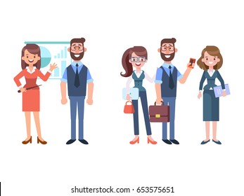 Office Workers Vector set isolated on white background. Cartoon characters good for animation.