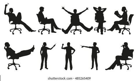 Office Workers Vector Silhouettes