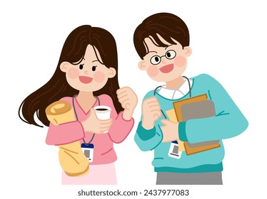 office workers who work happily at the company