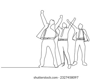 office workers win rejoice winner meeting happy line art