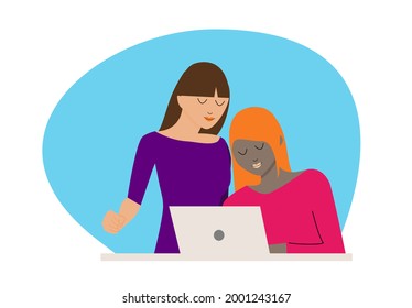Office workers work creatively as a team vector illustration