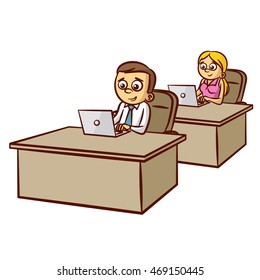 Office Workers Working on Computer