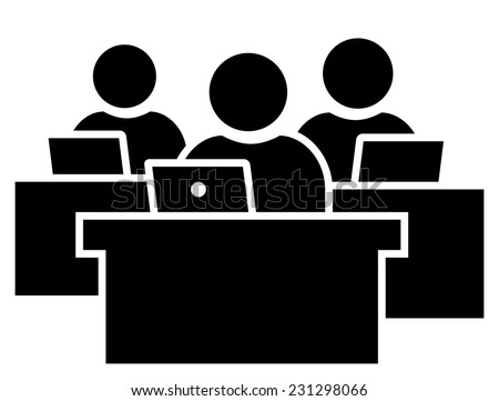 Office workers at workplace icon