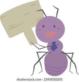An office worker-style worker ant holding a signboard with a smile 2