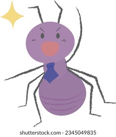 An office worker-style worker ant taking a guts pose 2