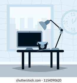 office working desk lunch break asian food concept template for design work and animation flat vector illustration