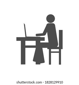 Office Working Symbol in trendigem, flachem Stil einzeln auf Hintergrund.