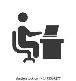Office Working Icon, Office worker, working, desk icon