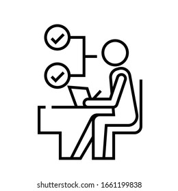 Icono de línea de trabajo de Office, signo de concepto, ilustración de vector de esquema, símbolo lineal.