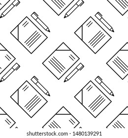 Office working paper and pen icon seamless pattern background. Vector illustration.