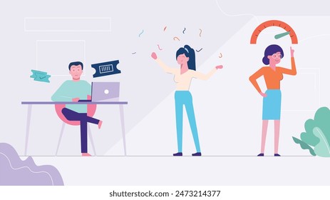 Personas de trabajo de oficina Vector dibujado plano equipo de negocios personas concepto de trabajo