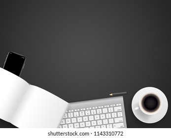 Office working place with different business accessories. Top view