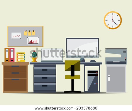 Office Working Table Icon Vector