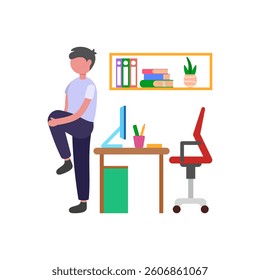 Office Workout For Desk Workers Vector Illustration
