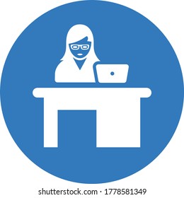 Office, workplace blue icon / vector graphics