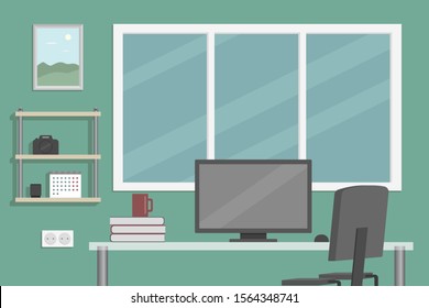 Office workplace. Cartoon style. Vector illustration.