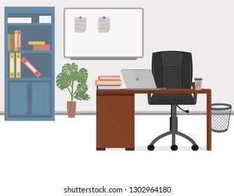 Office workplace, office chief vector illustration in flat style