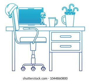 office workplace with christmas decoration