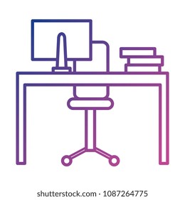 office workplace with computer scene icons