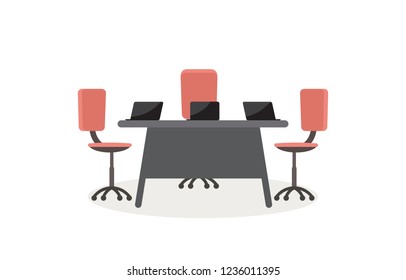 Office Workplace Conference Meeting Room Business Concept Flat