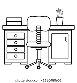 office workplace with desk and chair scene