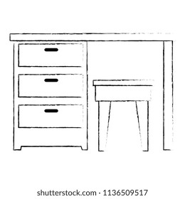 office workplace with desk and chair scene