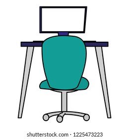 office workplace with desk and desktop scene