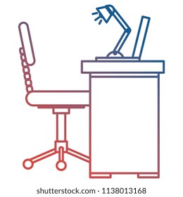 office workplace with desk and laptop scene