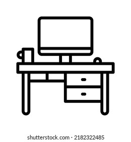 Área de trabajo de Office con vector de icono de equipo de escritorio