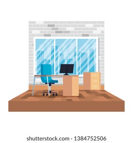 office workplace with desktop scene