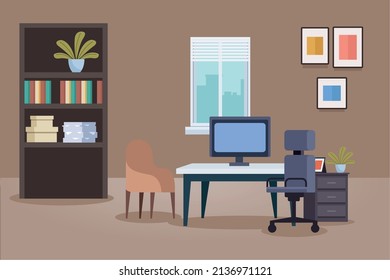 office workplace with desktop scene