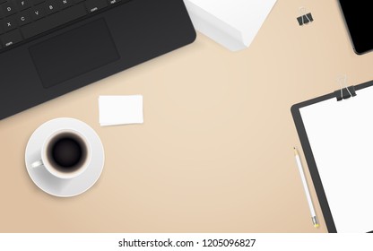 Office workplace with different business stuff. Template for a text