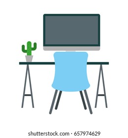 office workplace escene icon
