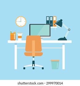 office workplace flat design