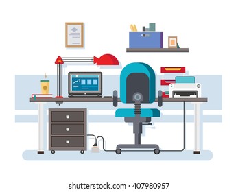 Office workplace flat design