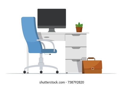 Office workplace. Flat  modern style vector illustration. isolated on white