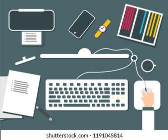 office workplace flat style vector illustration