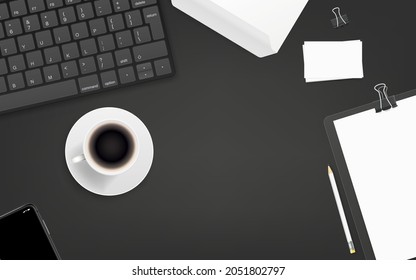 Office workplace flatlay. Template for a text