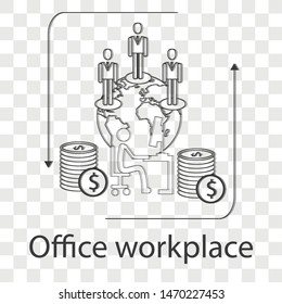 Office workplace icon on transparency background . Vector illustration.