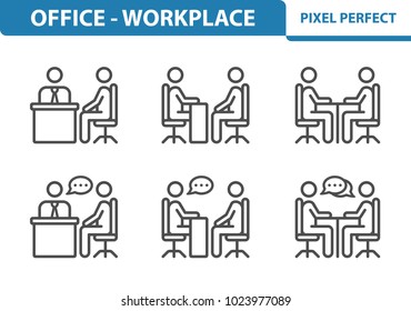 Office & Workplace Icons. Professional, pixel perfect icons optimized for both large and small resolutions. EPS 8 format. 3x size for preview.