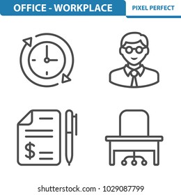 Office - Workplace Icons. Professional, pixel perfect icons optimized for both large and small resolutions. EPS 8 format. 5x size for preview.