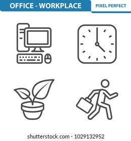 Office - Workplace Icons. Professional, pixel perfect icons optimized for both large and small resolutions. EPS 8 format. 5x size for preview.