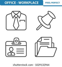 Office - Workplace Icons. Professional, pixel perfect icons optimized for both large and small resolutions. EPS 8 format. 5x size for preview.
