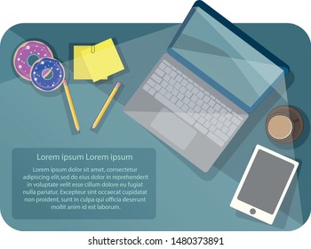 Office workplace illustration. Flat design banners for education. Business concept. Marketing & management