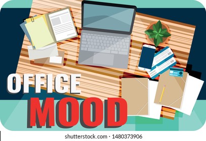Office workplace illustration. Flat design banners for education. Business concept. Marketing & management