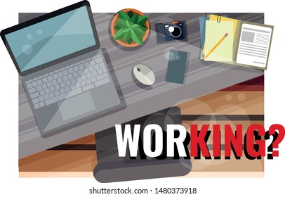 Office workplace illustration. Flat design banners for education. Business concept. Marketing & management