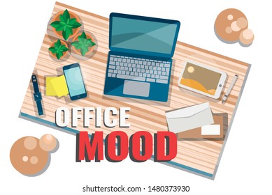 Office workplace illustration. Flat design banners for education. Business concept. Marketing & management